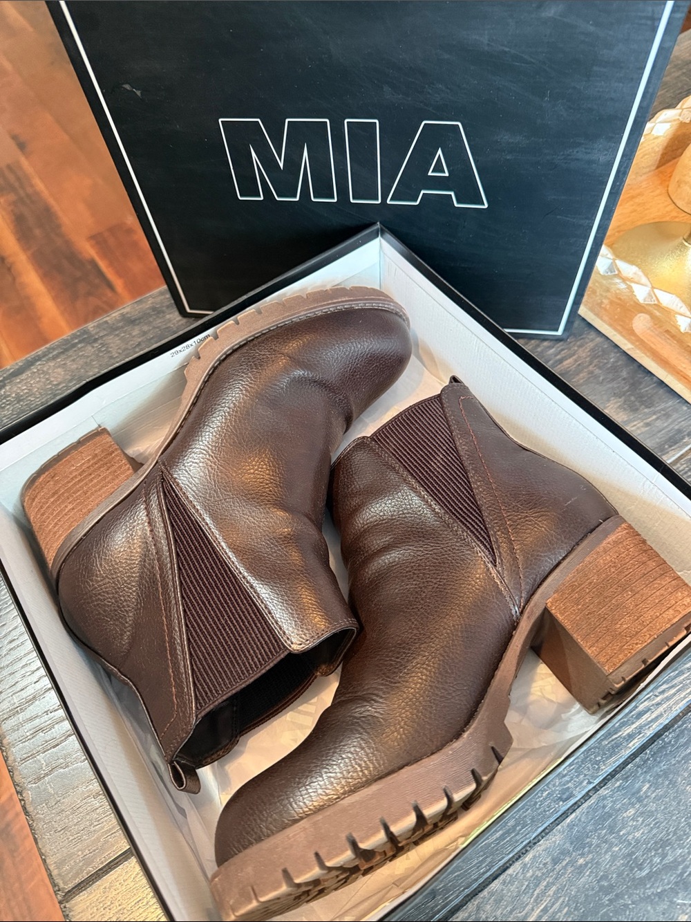 MIA Brown Leather Chelsea Ankle Booties